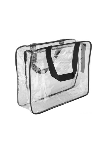 Hangfox Siyah Orta Boy Pvc Şeffaf Organizer Çanta - Su Geçirmez, Kauçuk Çekmeceli, Makyaj-seyahat-eşya Saklama Çantası Siyah