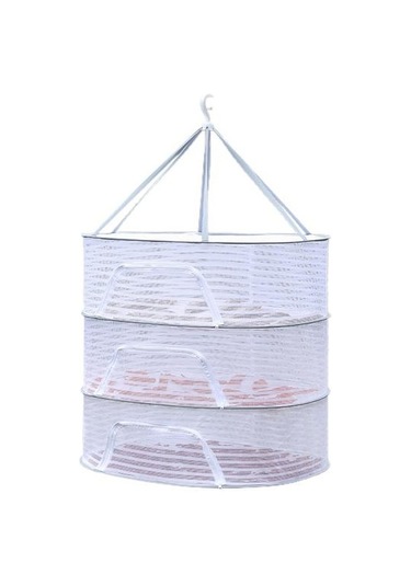 Gri 1/2/3 Katmanlı Asılı Örgü Kurutma Sepeti U Şeklinde Fermuar Gıda Balık Giysileri Asıl Ağı Açık Çamaşır Kurutma Askısı 54357296 Gri