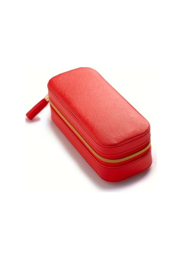 Elmpaly Seyahat Çantası Kırmızı Pu Seyahat Mücevher Kutusu, Taşınabilir Mücevher Kutusu Kırmızı