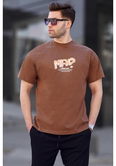 Madmext Madmext Baskılı Kahverengi Erkek Tişört 6124-kahverengi Kahverengi