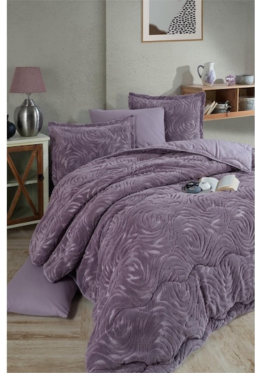 Clasy Wellsoft Jakarlı Çift Kişilik Uyku Seti Reste Lila