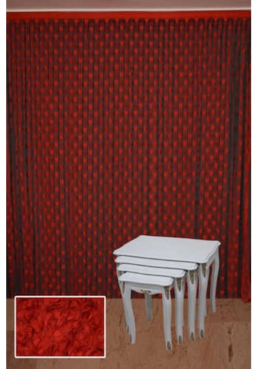 Kalpli Model Kırmızı Renk Ip Perde Hazır Ip Perde 300x270