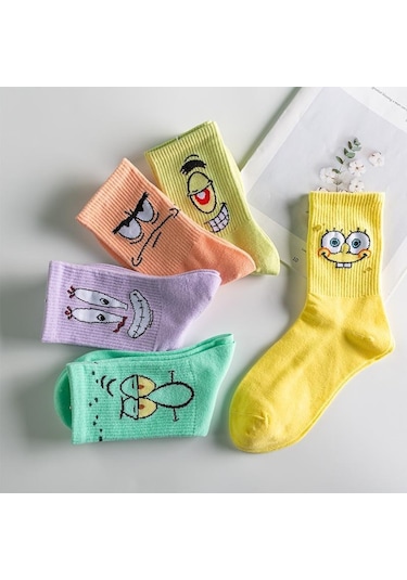 Bgk Unisex Desenli Kolej Çorap 5'li Extra Rahat Çok Renkli