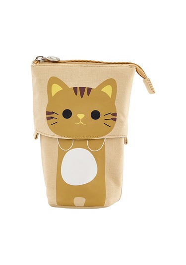 Şirin Ve Pratik Çekmeli Fermuarlı Kalem Kutusu Çanta Okul Kırtasiye Malzemeleri İçin Kahverengi