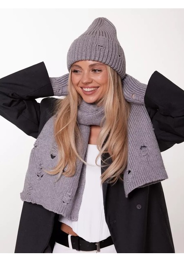 Shapki Ru Şapka, Atkı Ve Parmaksız Eldiven Seti 249171239 Gri