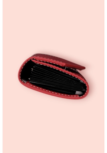 Modica Paris - Vegan Deri Akordiyon Kartlık Cüzdan Şıklık Ve Fonksiyonun Buluştuğu Kusursuz Tasarım Kırmızı