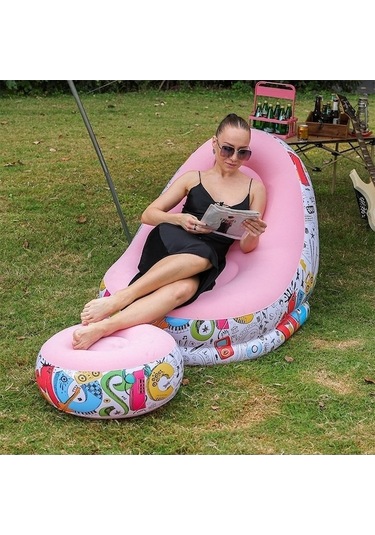 Ankatek Hqgoodstore Yeni Açık Kamp Pvc Akın Tembel Pedallı Şezlong Şişme Kanepe Pembe Makaron Kanepe Elektrikli Pompa Pembe Lb Pembe Pembe
