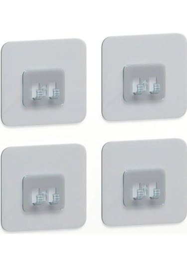 Mobgift Mobgift Süper Güçlü Yapışkanlı Mutfak Ve Banyo Suya Dayanıklı 4 Adet Sticker Raf Tutucu Askı