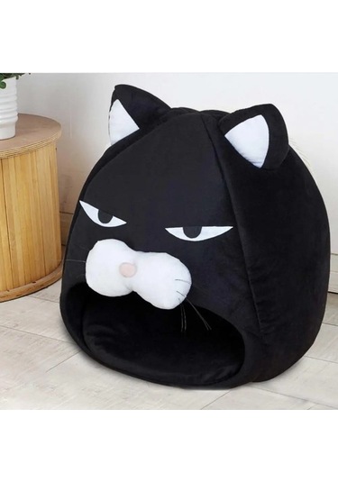 Fochsia 03 Siyah S Stili Pet Kedi Yatak Evi Kapalı Kediler Için Kendinden Isınma Çıkarılabilir