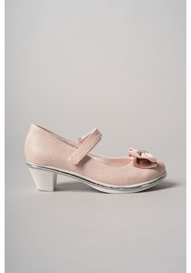 EPAAVM - Topuklu Fiyonklu Pudra Star Kız Çocuk Ayakkabı - EYL... Pudra