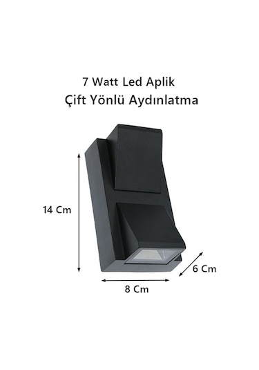 Rodos İç ve Dış Mekan Modern Dekoratif Led Aplik 7 Watt Gün Işığı Siyah