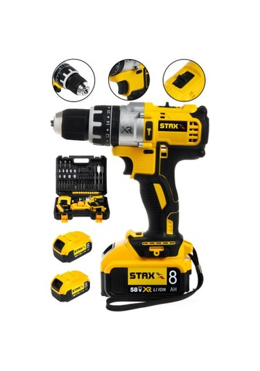 Staxx Power XR5800 58V 8Ah Samsung Akülü Darbeli Şarjlı Vidalama Matkap + 30 Parça Set