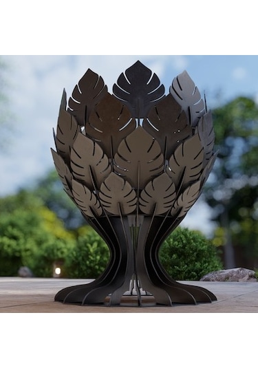 Yaprak Kadehi Ateş Çukuru Bahçeniz İçin Dekoratif Dayanıklı Siyah