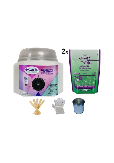 Ekamix Konserve Ağda Makinesi + Vivet Azulen Granül Ağda 2'li + Cezve