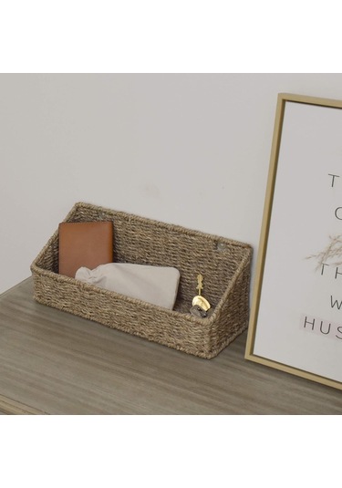 Mutfak Ve Banyo Depolama İçin İki Kişilik Dokuma Sepet Seti Hasır Kahve 1