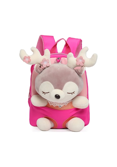 Yifomall Küçük Çocuklar İçin Pembe Geyik Desenli Yumuşak Kumaş Okul Çanta, Hafif Ve Stylish Çift Askılı Çocuk Çantası