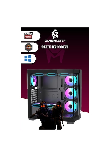 Game Master Qlite RX7600XT R7 5700X 32 GB 1 TB M.2 SSD RX7600XT Free Dos Masaüstü Oyuncu Bilgisayarı