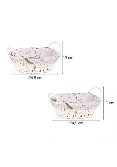 Porsima Mio-020 2li Hasır Görünümlü Yuvarlak Ekmek Sepeti Beyaz