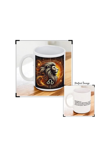 Burc Açıklamalı Kupa Bardak - Aslan Beyaz