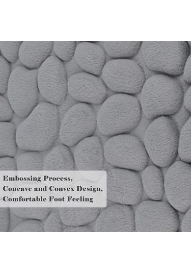 Novahub Hafızalı Köpük Banyo Paspası, Süper Su Emici, Makinede Yıkanabilir, Kaymaz Halı, Yumuşak Taş Kabartmalı, Kalın Duş Zemin Banyo Paspası Gri Gri