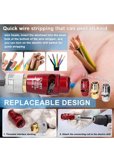 Aubyhe Elektrikçiler İçin Elektrikli Tel Soyucu + Is36391b Sarıcı, Elektrik Matkapı Uyumlu, Hızlı Ve Kolay 2.5mm² Tel Kabuğu Soyma Aracı
