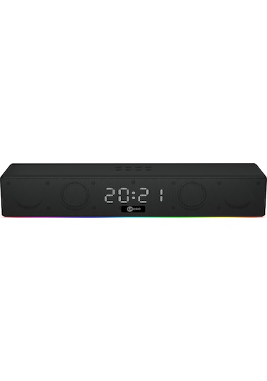 Lecoo DS103 Kablosuz Bluetooth 10W RGB Saat/Alarm Stereo Soundbar Hoparlör Siyah