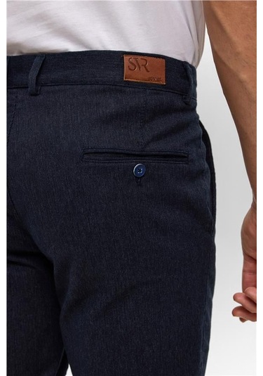 Lacivert Regular Armürlü Pantolon Lacivert