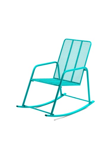 Retodesign Minderli Turkuaz Metal Sallanan Sandalye/ Bebek Emzirme Koltuğu/baba Koltuğu