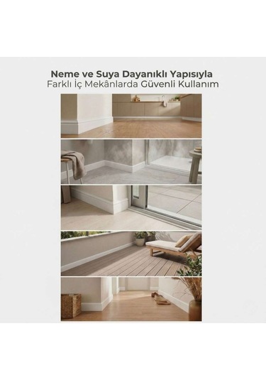 Espumo Kompozit Süpürgelik 8 cm Beyaz | Suya Dayanıklı Parke Duvar Süpürgelik 2,40 m ESP301