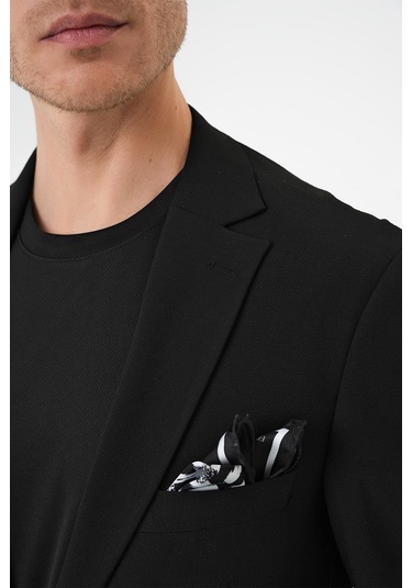 Comfort Fit Torba Cep Gofre Kumaş Casual Siyah Ceket C 679 Siyah