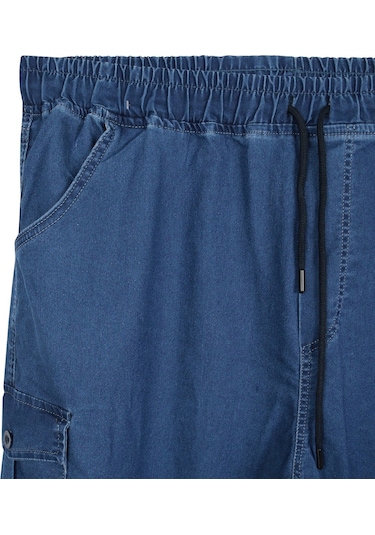 Erkek Büyük Beden 100-156 Kilo Arası İçin Uygun Kargo Cepli Jogger Kot Pantolon Mavi