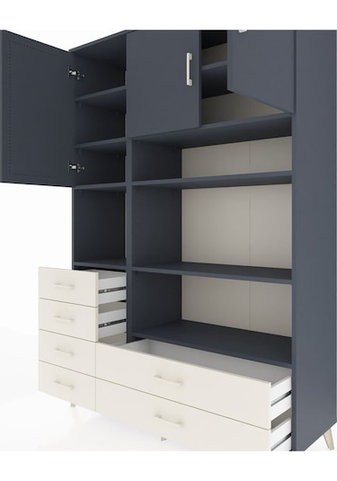 Hyperion Dolap 9 Raflı 6 Çekmeceli 3 Kapaklı 132x44x195 Antrasit-antrasit/aytaşı Antrasıt/aytası Hyperion Dolap 9 Raflı 6 Çekmeceli 3 Kapaklı 132x44x195 Antrasit-antrasit/aytaşı Antrasıt/aytası