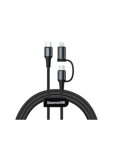 Baseus Twins 2in1 60W Type-C to Type-C + Lightning Kablo Siyah CATLYW-01