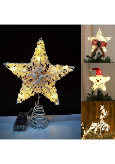 Pazly Led Parıltılı Noel Ağacı Topper Işıklı Yıldız Ağacın Tepesi Süsleme C C