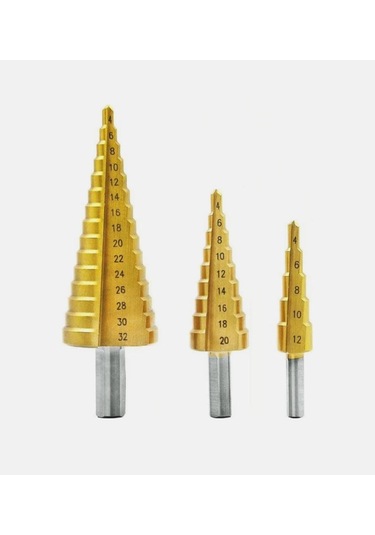 Yüksek Kaliteli Demir Delme Pançı Şarjlı Matkap Uyumlu Üç Farklı Boyutta Kademeli Delme Panç Seti