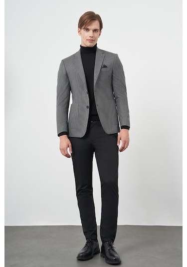 Füme Kazayağı Desen Bez Ayağı Mono Yaka Tam Astar Çift Yırtmaç 2 Düğme 6 Drop Slim Fit Classic Ceket 1002245106 Füme Füme Kazayağı Desen Bez Ayağı Mono Yaka Tam Astar Çift Yırtmaç 2 Düğme 6 Drop Slim Fit Classic Ceket 1002245106 Füme