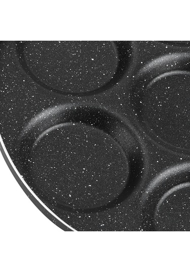 Yaozixa 7 Delikli Alüminyum Anti- Yapışkan Omlet Tenceresi - Ev, Restoran Mutfak Kullanıma Uygun, Hızlı Isı Dağıtımı, Kolay Temizleme Siyah