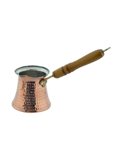 Ludıa Ahşap Saplı El Yapımı Dövme Bakır Cezve No5 Kahve Cezvesi