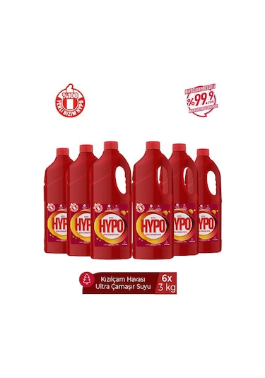 Hyper Hypo Ultra Kıvamlı Çamaşır Suyu Kızılçam 6 x 3 KG