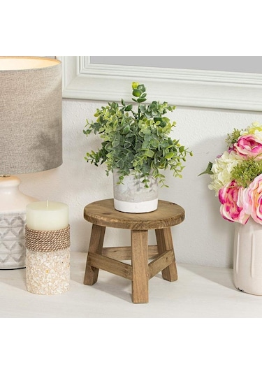 Mini Ahşap Tabure Ekran Standı Yuvarlak Çiçek Raf Bonsai Rafı Çok Fonksiyonlu Bahçe Saksı Yükseltici Tutucu Ev Dekorasyon İçin