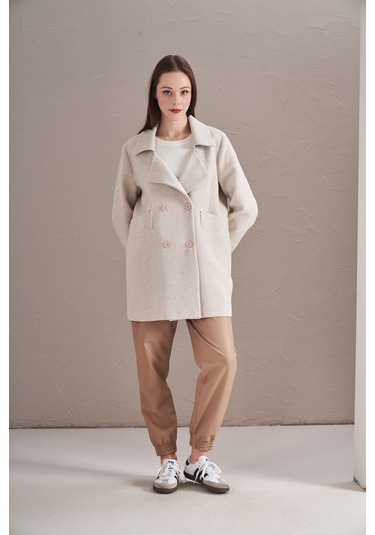 Balık Sırtı Ceket Ekru Ekru