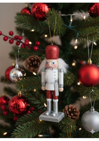 Kurşun Asker 13cm Kırmızı Şapkalı Ahşap Yılbaşı Süsü