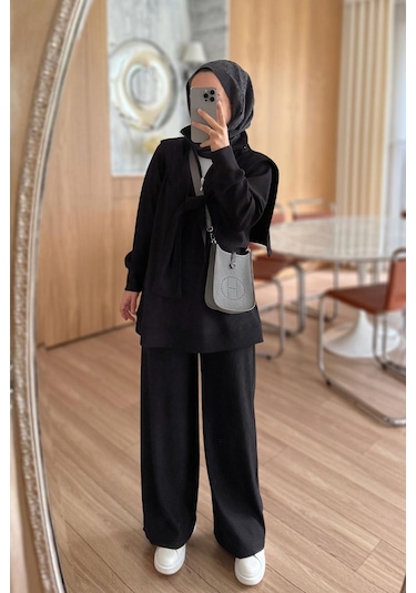 Omuz Atkılı 3'lü Takım - Siyah Siyah