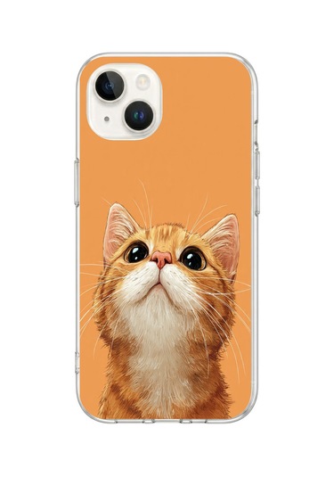 iPhone 13/14 Uyumlu Masum Kedi Baskılı Silikon Kılıf Renkli