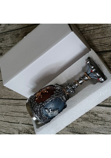 Youmex Antik Finishli El Yapımı Paslanmaz Çelik Ve Reçine Bardak - Kahve/çay İçin 201-300ml, 8x18cm Kahverengi Boylu Bardak