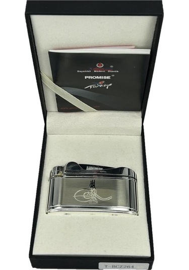 Osmanlı Tuğralı Gazlı Çakmak Gümüş Renk