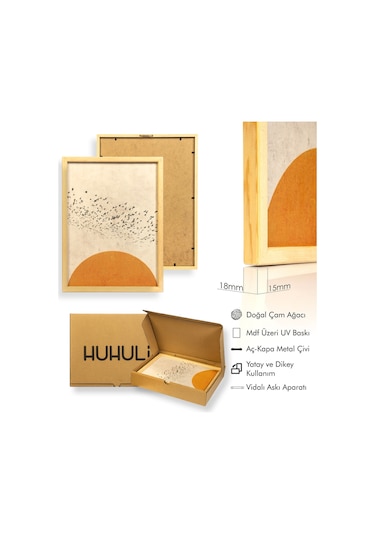 Huhuli Ahşap Çerçeveli Modern Tablo Seti Huhu85