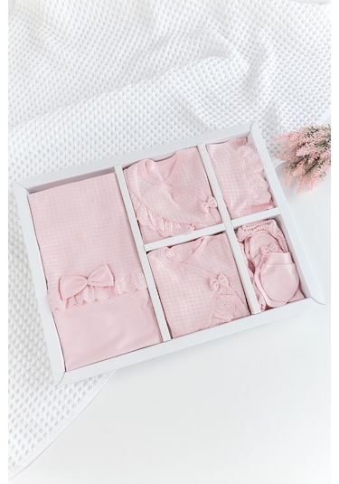 Fistolu Kendinden Desenli 10'lu Kız Bebek Hastane Çıkışı Bebek Takımı Çok Renkli