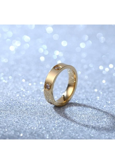 Altın Titanyum Çelik Çift Yüzük Moda Gül Altın Paslanmaz Çelik Erkekler Ve Kadınlar İçin Altı Yapay Elmas Yüzük Hediye Erkek-10