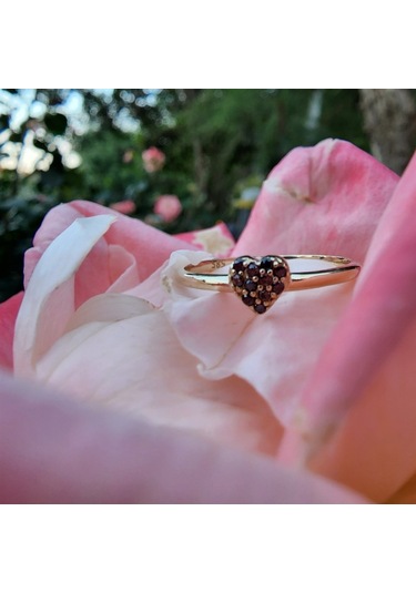 Love Kalp Şampanya Renkli Minimal Estetik 14 Ayar Altın Yüzük-Hed 552950132